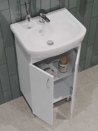 Тумба с раковиной Orange Лайт LA-45TUW+RA 50х40 напольная цвет белый - фото 3