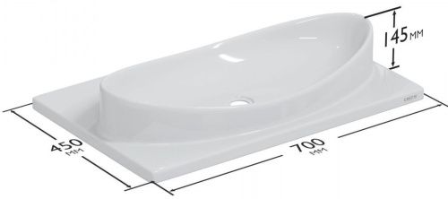 Раковина из искусственного камня СанТа Vega70 70х50 подвесная цвет белый - фото 4