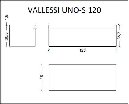 Ящик под столешницу Armadi Art Vallessi UNO-S 897-120-W