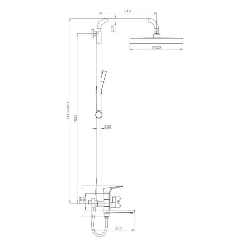 Душевая стойка Raglo R07 R07.24.03 настенная цвет золото - фото 2