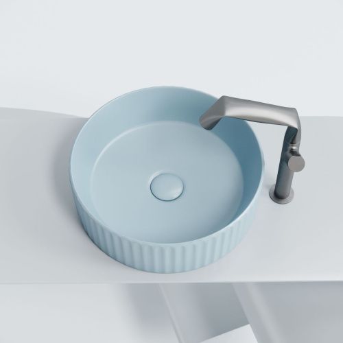 Раковина из сантехнического фарфора Ceramica Nova ELEMENT CN6057ML 40х40 накладная цвет синий без отверстий под смеситель - фото 5