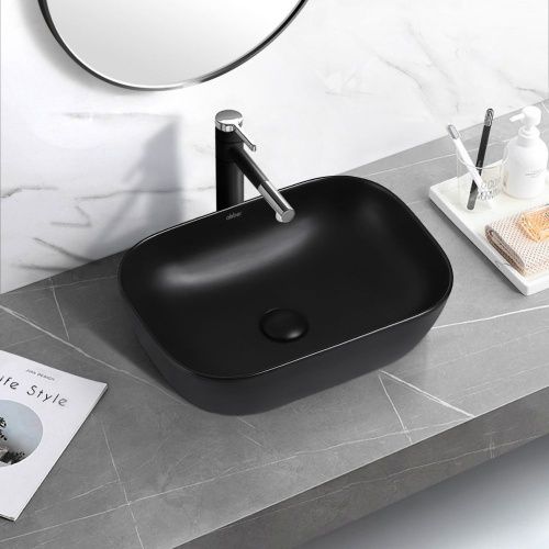 Раковина керамическая Abber RECHTECK AC2200MB 50х30 накладная цвет черный без отверстий под смеситель - фото 4