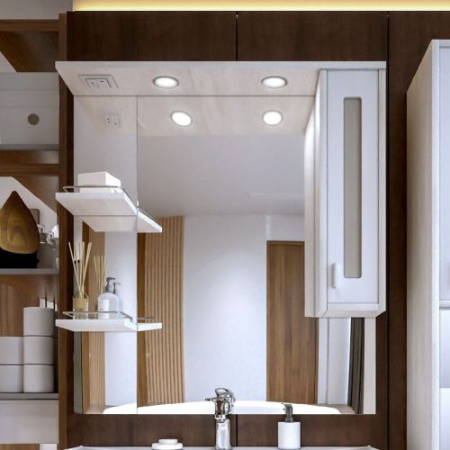 Зеркало-шкаф Бриклаер Бали 4627125412042 90х100 подвесной цвет белый/бежевый - фото 2