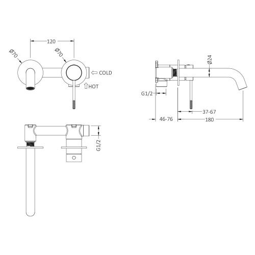 Смеситель для раковины Timo Saona 2372/13SM встраиваемый в стену никель - фото 2