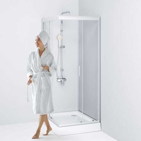 Душевой уголок Am.Pm Gem W90G-404-100280-MT 100х80 стекло прозрачное профиль хром без поддона