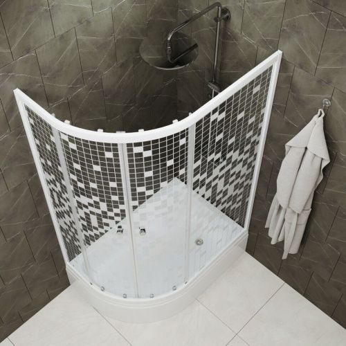 Душевой уголок Тритон Коралл Щ0000061783 120х80 стекло с рисунком профиль белый с поддоном - фото 4