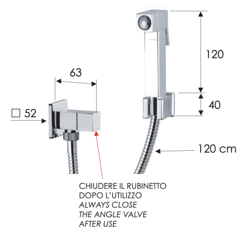 Гигиенический комплект с запорным вентилем Remer 332RES хром - фото 2