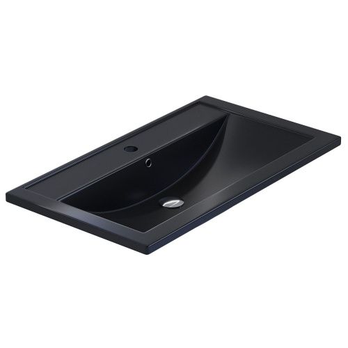 Раковина из искусственного камня Uperwood Foster Quartz 291030038 80х50 полувстраиваемая цвет черный - фото 5