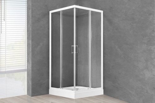 Душевой уголок Royal Bath HP RB90HP-T 90х90 стекло прозрачное профиль белый с поддоном