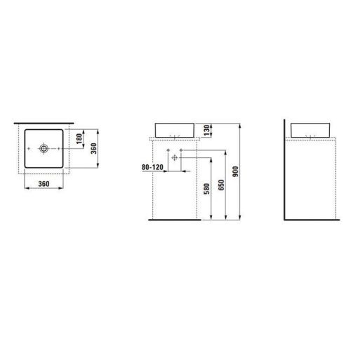 Раковина керамическая Laufen Living Square 8.1143.3.000.112.1 40х40 накладная цвет белый без отверстий под смеситель - фото 2