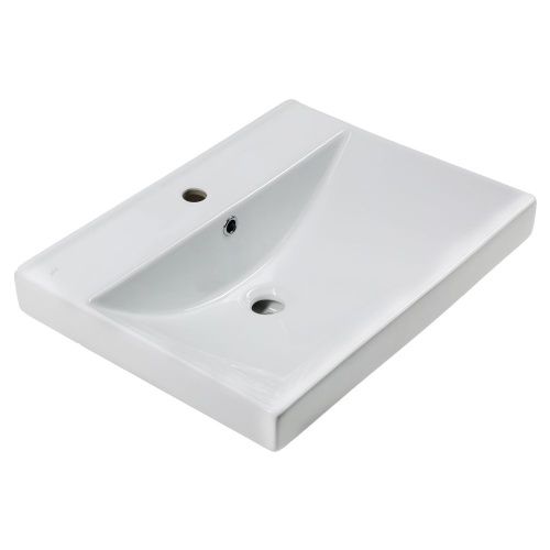 Раковина из сантехнического фарфора Melana 8056A-805 60х50 встраиваемая цвет белый 1 отверстие под смеситель - фото 4