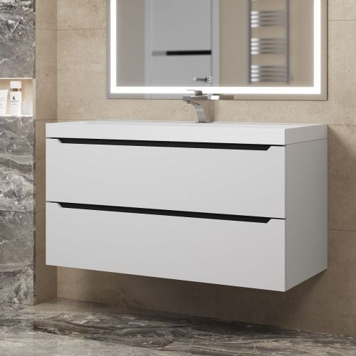 Тумба под раковину Uperwood Tanos 2930205144 100х50 подвесная цвет белый - фото 4