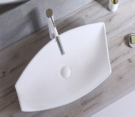 Раковина из сантехнического фаянса CeramaLux 78121 70х40 накладная цвет белый без отверстий под смеситель