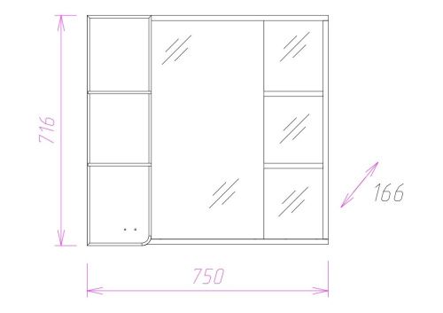 Зеркало-шкаф Onika Стиль 207519 80х70 подвесной цвет белый/коричневый - фото 3