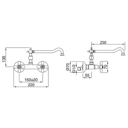 Смеситель для кухни Migliore 18247 настенный хром