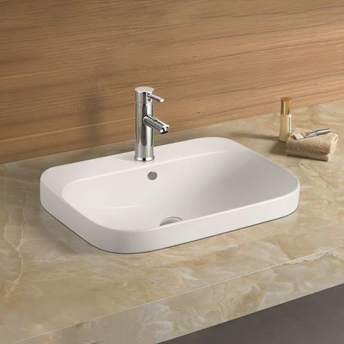 Раковина керамическая Art&Max AM-7976 60х50 полувстраиваемая цвет белый