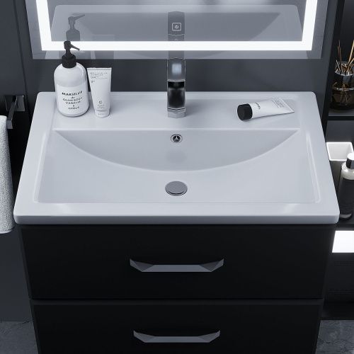 Раковина из искусственного камня Uperwood Foster 291020341 70х50 полувстраиваемая цвет белый - фото 4