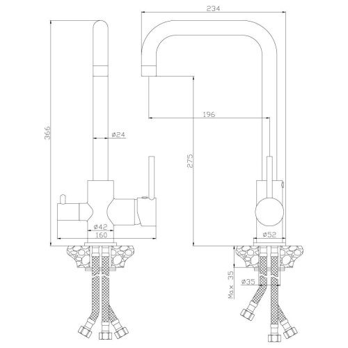 Смеситель для кухни Rossinka Z Z35-29 на мойку хром - фото 2