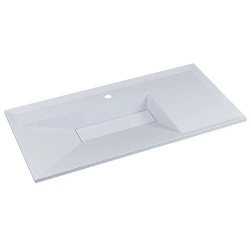 Раковина из искусственного камня Uperwood Lotus 35490000001 100х50 полувстраиваемая цвет белый - фото 3