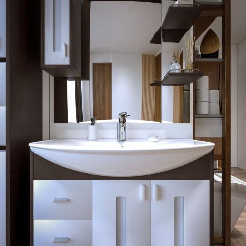 Зеркало-шкаф Бриклаер Бали 4627125411854 90х100 подвесной цвет белый/коричневый - фото 5