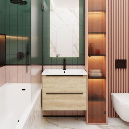 Тумба с раковиной La Fenice TESORO NFNC-01-TES-DNN-100-2-3-100 100х50 подвесная цвет коричневый - фото 3