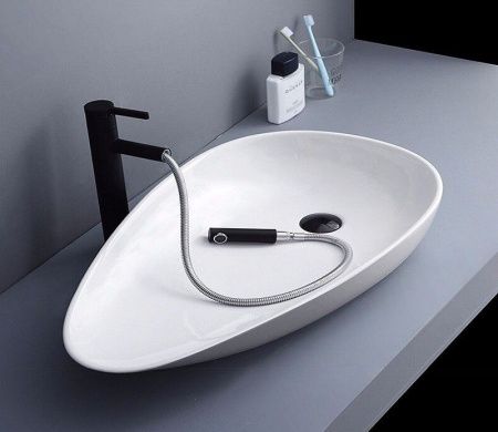 Раковина из сантехнического фаянса CeramaLux 7862 80х40 накладная цвет белый без отверстий под смеситель