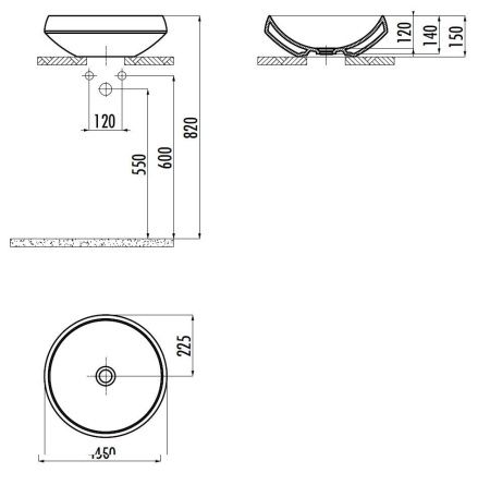 Раковина из сантехнического фарфора Creavit DE045-00CB00E-0000 50х50 накладная цвет белый