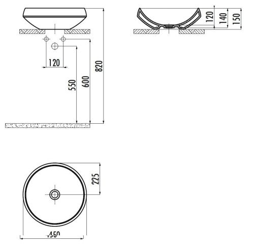 Раковина из сантехнического фарфора Creavit DE045-00CB00E-0000 50х50 накладная цвет белый - фото 2