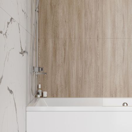 Шторка на ванну Teymi Timo T00270 60х140 стекло прозрачное профиль хром ориентация универсальная