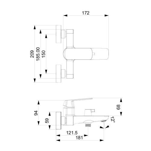 Смеситель для ванны Tokito NAGOYA TOK-NAG-1014 настенный хром - фото 5