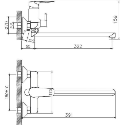 Смеситель для ванны и душа Haiba HB563 HB22563 настенный хром - фото 3