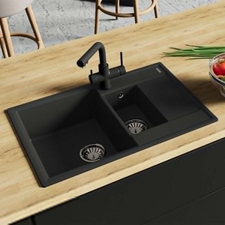 Кухонная мойка LeMark Ramza 760 9910037 76х50 цвет антрацит поверхность матовая