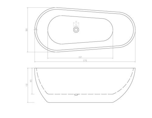 Ванна акриловая Cerutti SPA CT10504 170х80 отдельностоящая овальная с ножками - фото 4