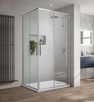 Душевой уголок Vincea Slim-U VSS-2SU8010CL 100х80 стекло прозрачное профиль хром без поддона