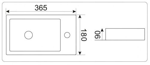 Раковина из сантехнического фаянса CeramaLux 9272L 40х20 накладная цвет белый 1 отверстие под смеситель - фото 2