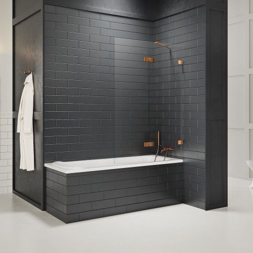 Душевая шторка на ванну New Trendy AVEXA Copper brushed EXK-3811 110х150 стекло прозрачное профиль медь ориентация правая - фото 2