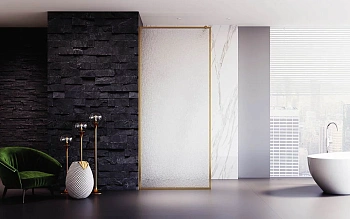 Душевая перегородка Veconi Korato KR81RG-120-06-C4 120х200 стекло рифленое профиль золото