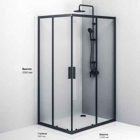 Душевой уголок Am.Pm Gem S W93G-404-120290-BT 120х90 стекло прозрачное профиль черный без поддона