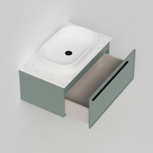 Тумба со столешницей La Fenice ELBA NFNC-01-ELB-G-80-3-GG 80х50 подвесная цвет синий/серый - фото 2