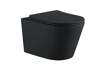 Унитаз подвесной Aquatek ВЕГА AQ1905-MB черный с сиденьем микролифт безободковый каскадный смыв