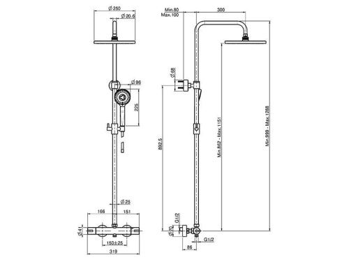 Душевая стойка Fima Carlo Frattini F4905/RP251CR настенная цвет хром - фото 2