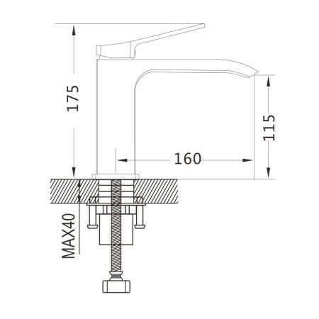 Смеситель Shevanik S4101T на раковину оружейная сталь