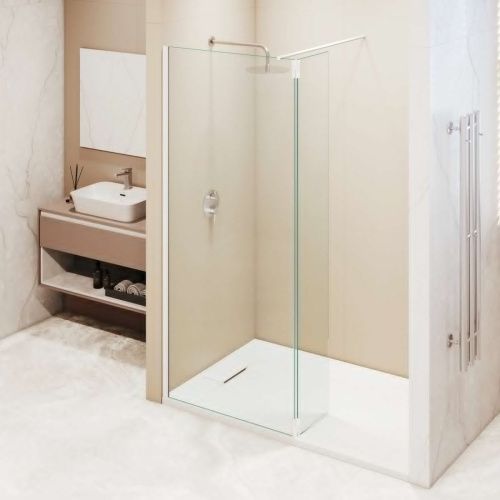 Душевая перегородка RGW Walk In 351005003-15 100х195 стекло прозрачное профиль белый - фото 4