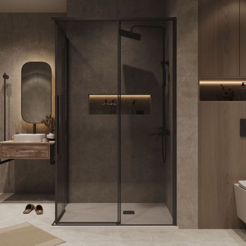 Душевой уголок Grossman Galaxy 300.K33.01.1190.21.10 110х90 стекло прозрачное профиль черный без поддона - фото 5