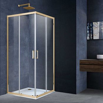 Душевой уголок Vincea Alpha VSS-3AL100CLG 100х100 стекло прозрачное профиль золото без поддона