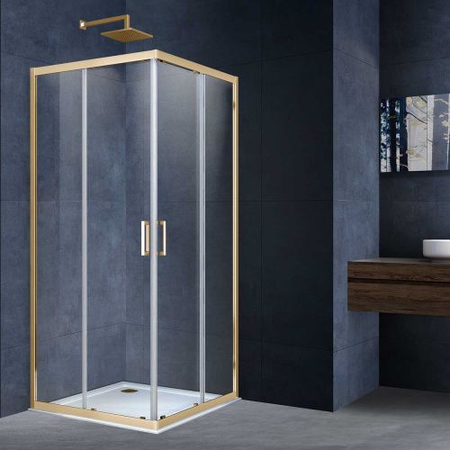 Душевой уголок Vincea Alpha VSS-3AL100CLG 100х100 стекло прозрачное профиль золото без поддона