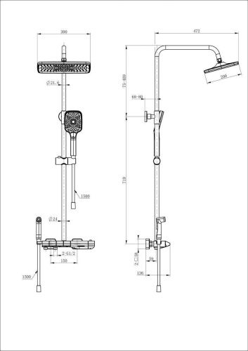 Душевая стойка Wonzon & Woghand Muse WW-B4132-A-MW настенная цвет белый с термостатом - фото 2