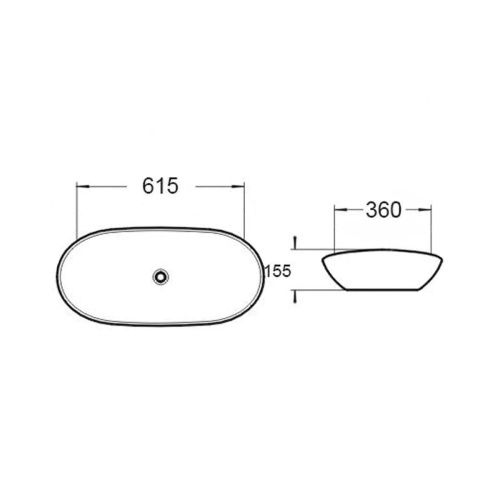 Раковина из сантехнического фарфора Vincea VBS-508MA 60х40 накладная цвет черный без отверстий под смеситель - фото 3