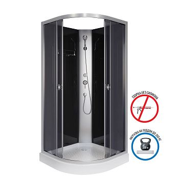 Душевая кабина Niagara Eco E90/13/TN/BK 90х90 четверть круга без крыши ориентация универсальная