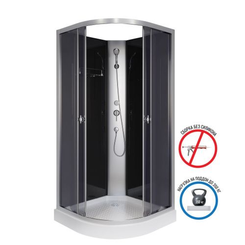 Душевая кабина Niagara Eco E90/13/TN/BK 90х90 четверть круга без крыши ориентация универсальная